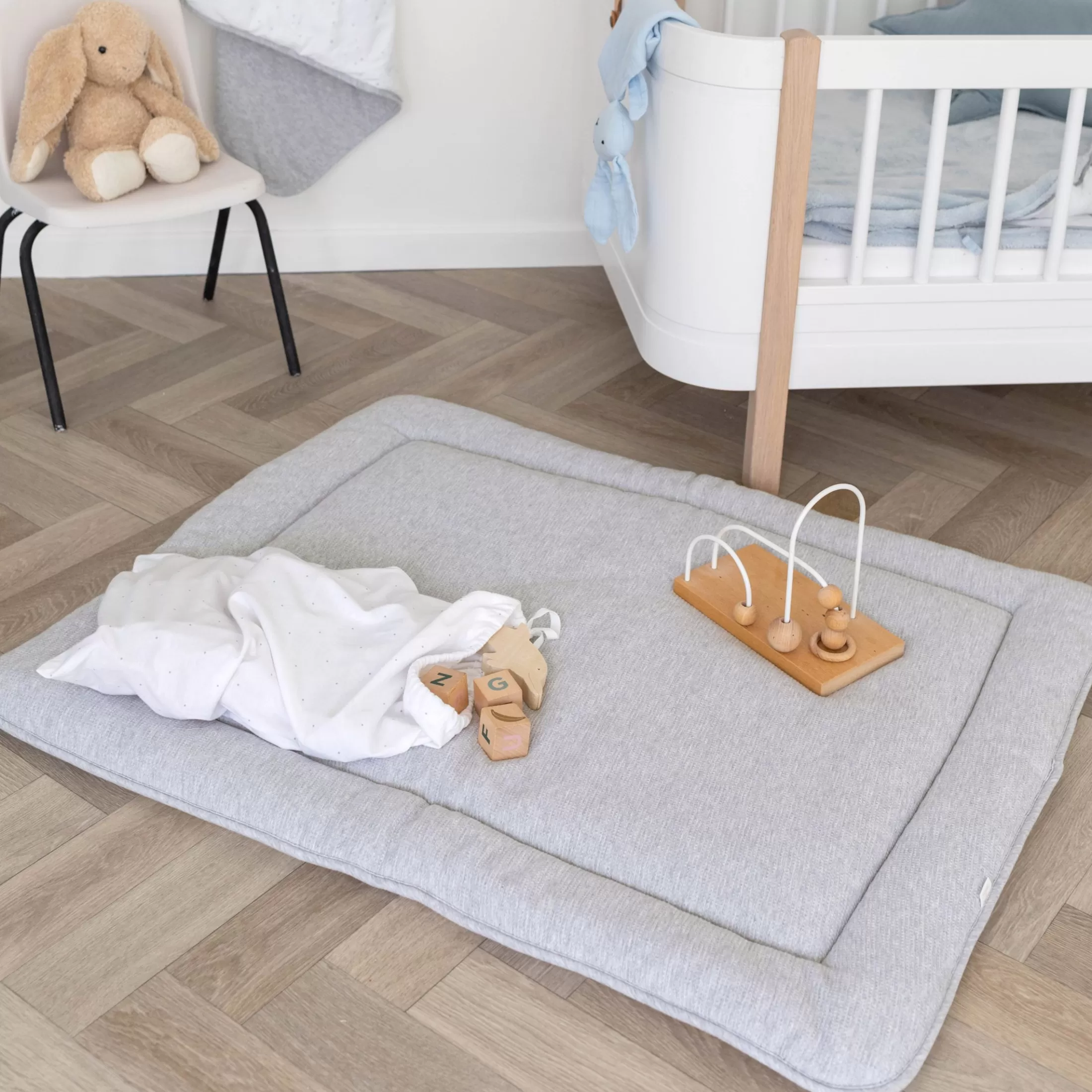 Best Sale BEMINI Playpen Mat Pady Waffle + Jersey Organic 100X100Cm Wafle Mix Grey